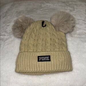 🆕 PINK Victoria's Secret Beige Cable Knit Beanie
